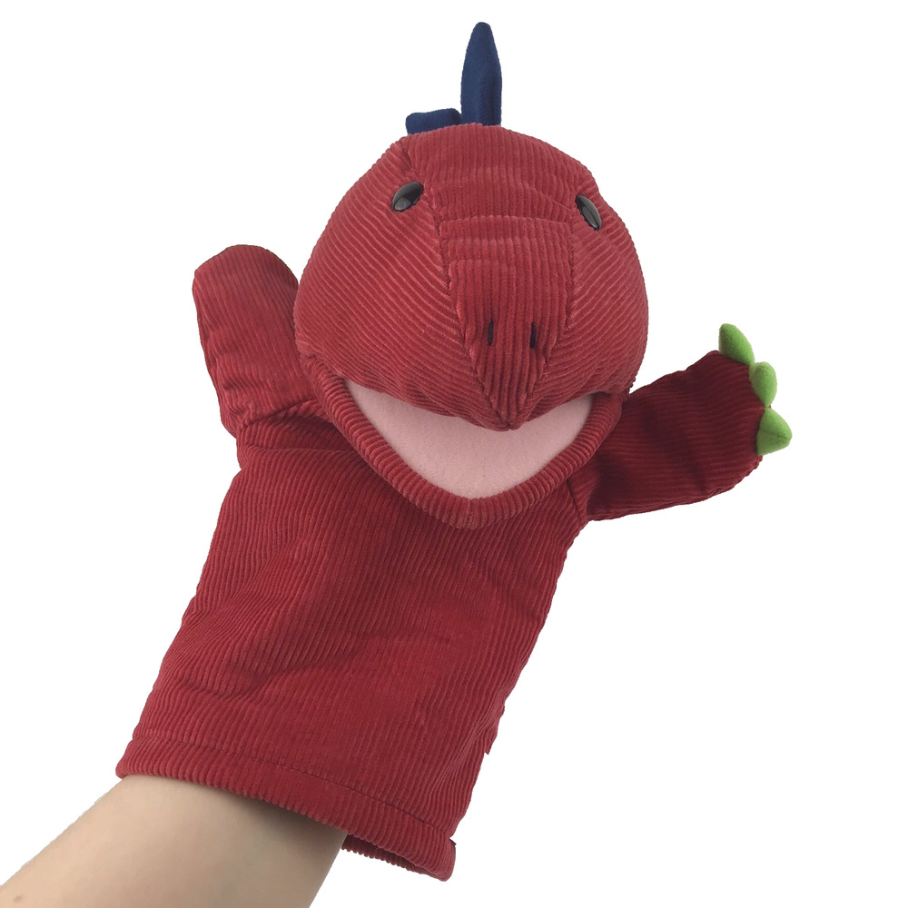 Gund AAAAH Steggy Dinosaur Plush Hand Puppet Corduroy 12" Red 2009 Sample